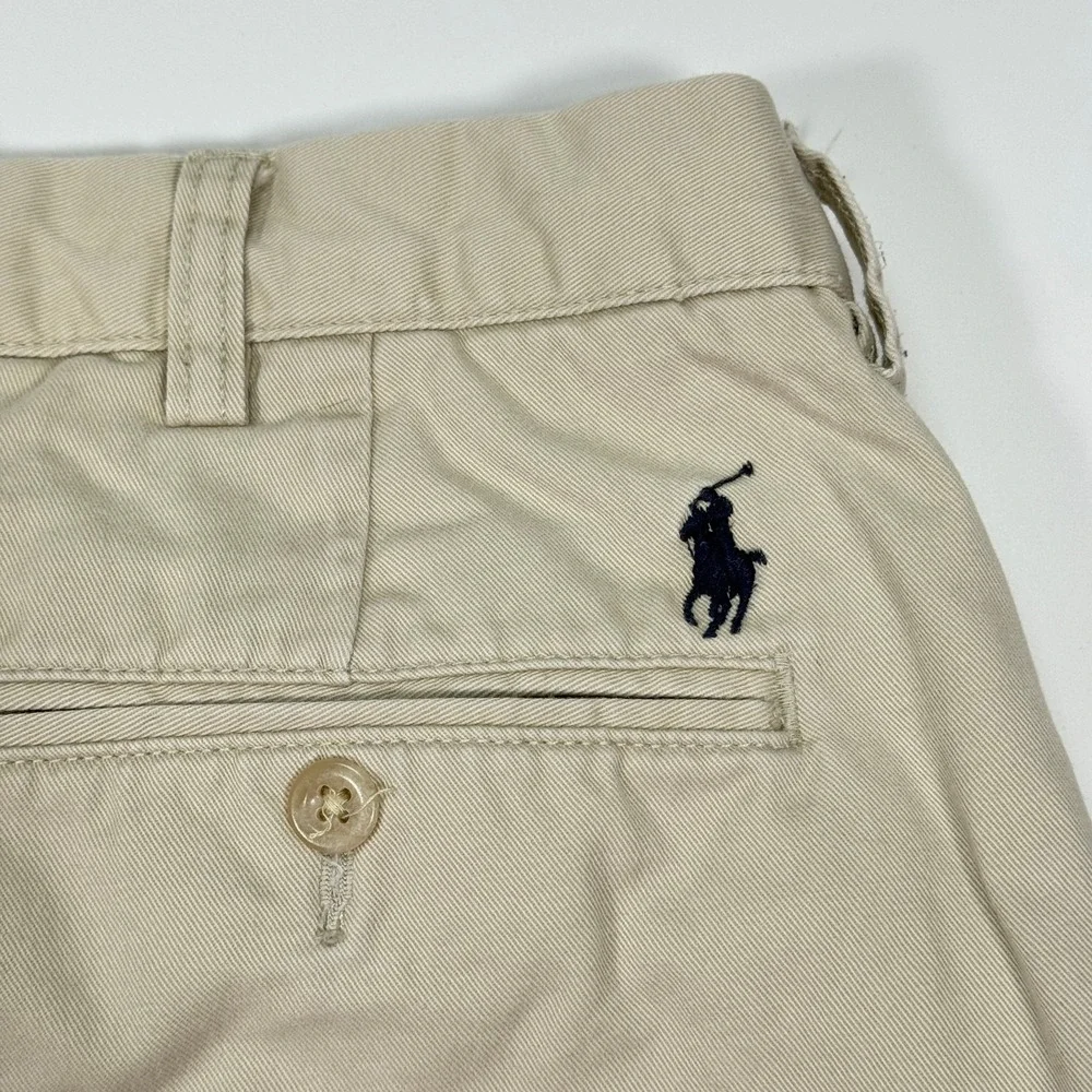 VTG Polo Ralph Lauren Mens Preston Chinos Pants 34x30 Khaki Flat Front Cotton